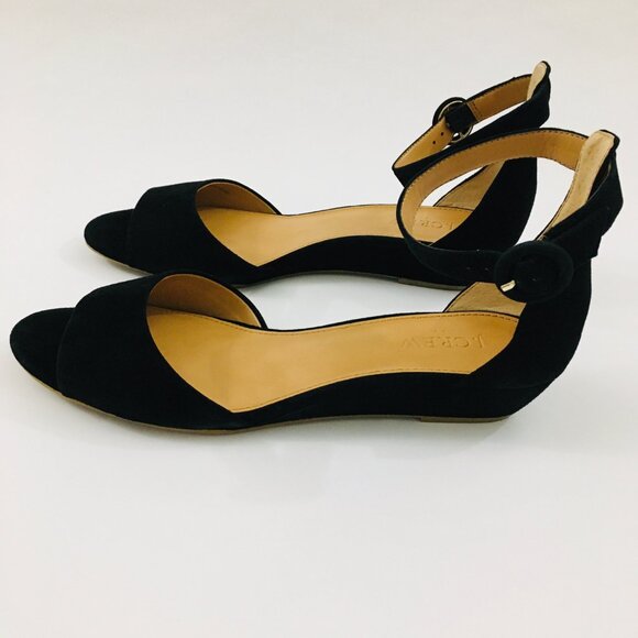 NEW! J. Crew Black Suede Kitten Demi-Wedge Sandals - 9.5 - Picture 5 of 9